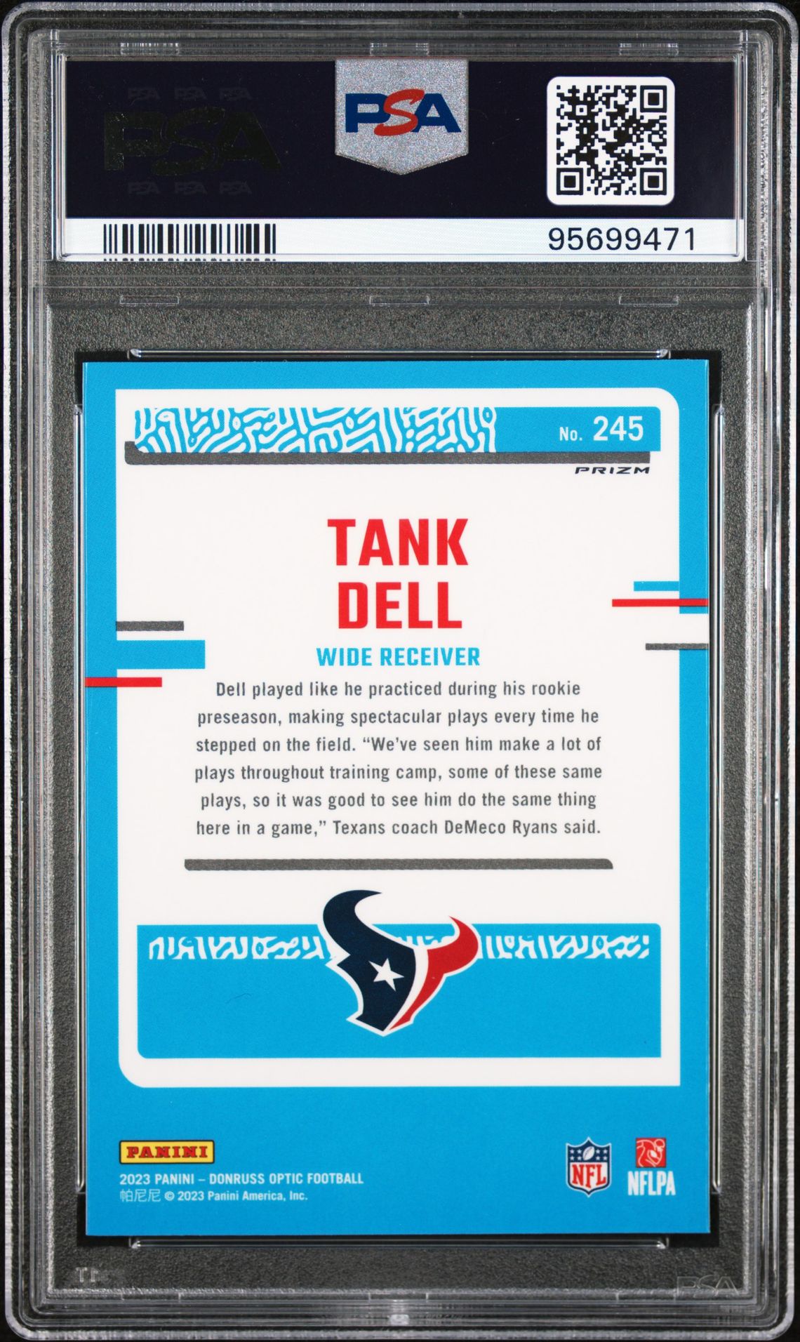 2023 Panini Donruss Optic Tank Dell #245 (Green Velocity) Gem Mt 10 back