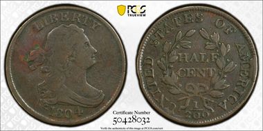 1804 1/2C C-6, Spiked Chin F15BN