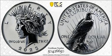 2023-S $1 Peace Dollar Rev PR Two-Coin Reverse Proof Set PR69