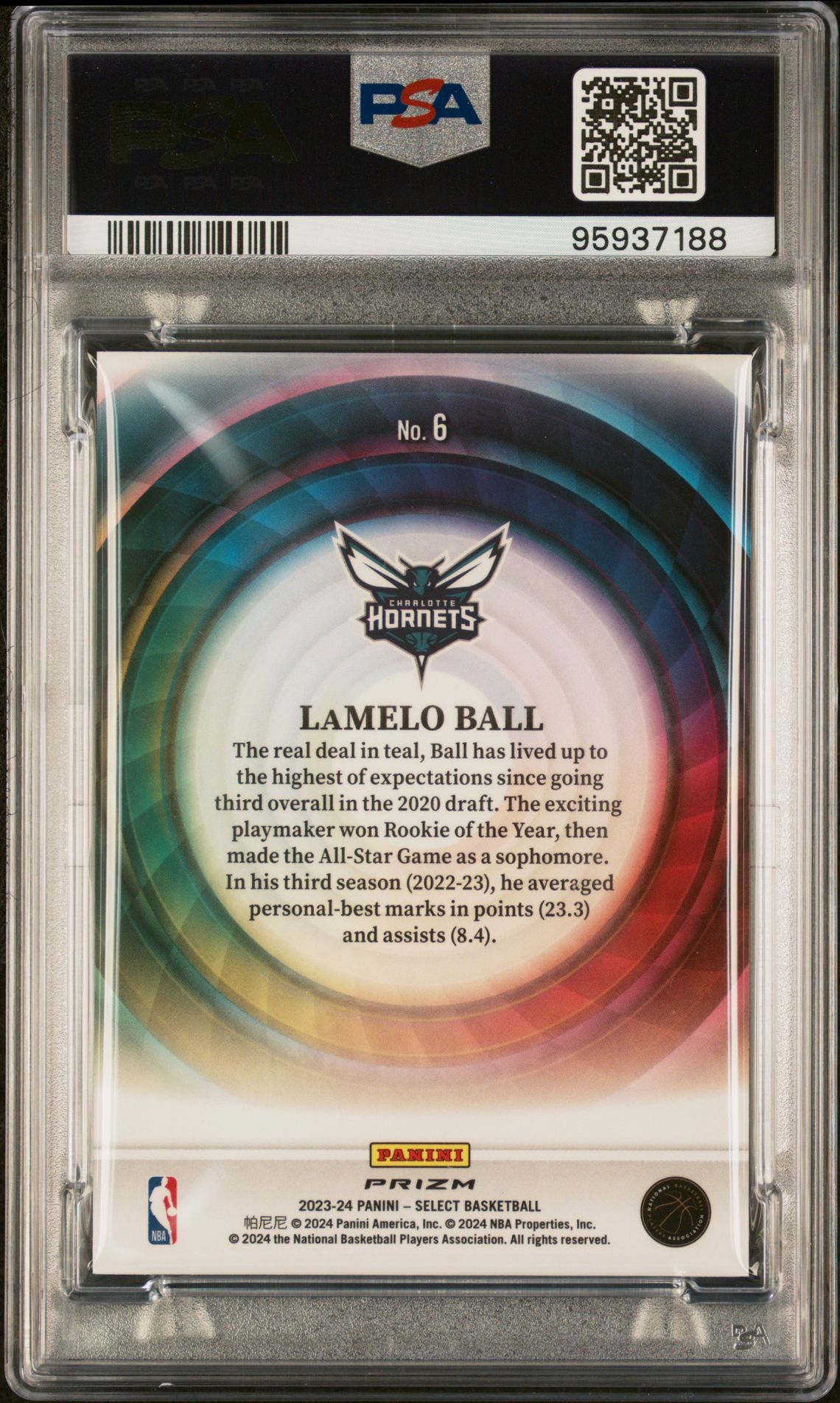 2023 Panini Select Color Wheel Lamelo Ball #6 (Color Wheel) Gem Mt 10 back