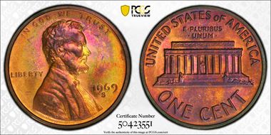 1969-S 1C PR67RB