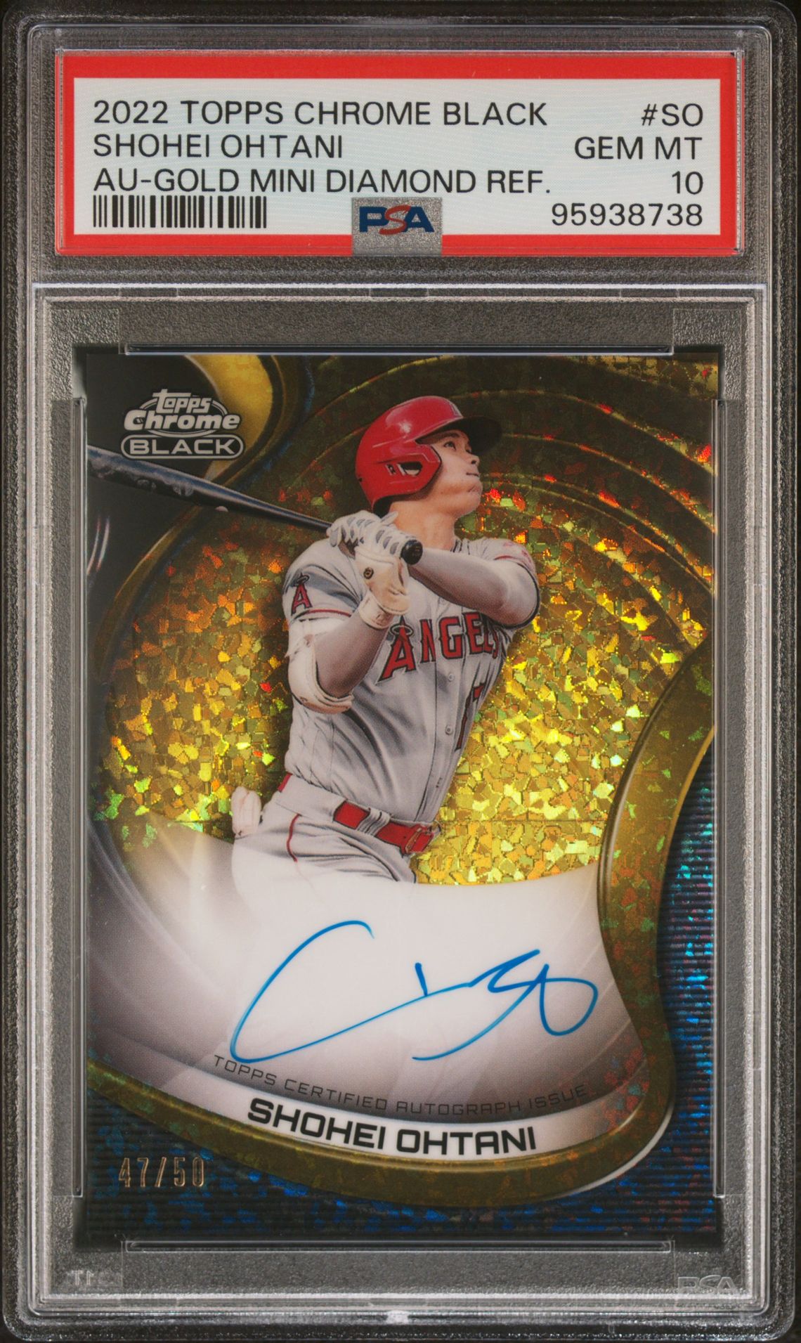 2022 Topps TOPPS CHROME BLACK AUTOGRAPHS Black Gold #SO Shohei Ohtani front