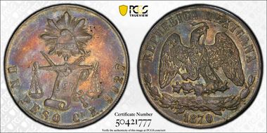 1870-Cn E Peso KM-408.1 AU50