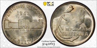 1943 25C KM-253  Ag MS64