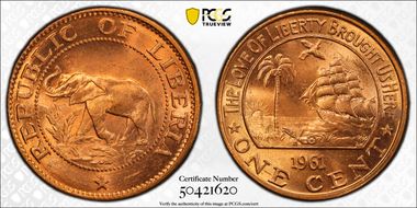 1961 1C MS65RD