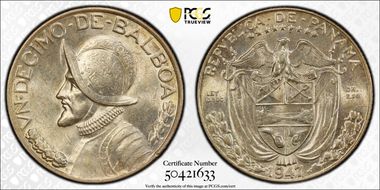 1947 1/10 B MS63