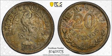 1898-Mo M 20C KM-405.2  Ag MS65