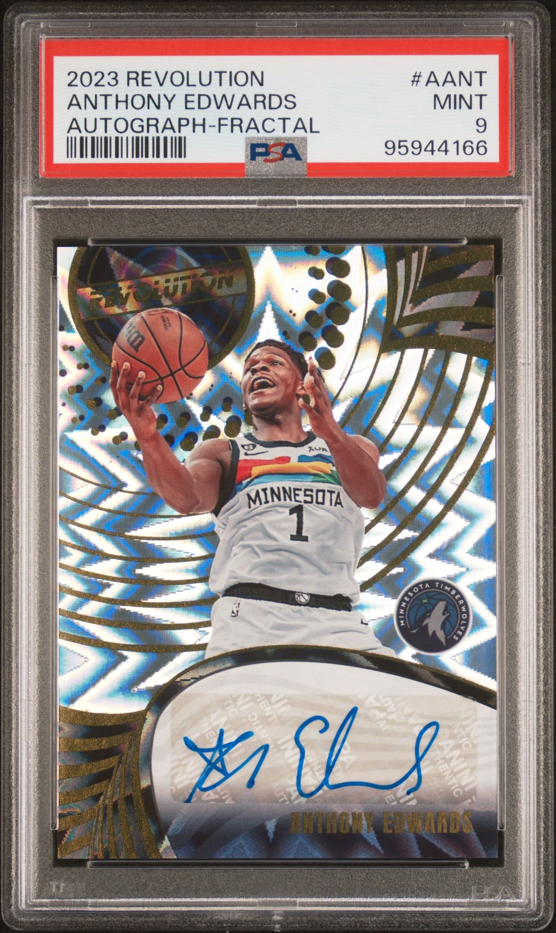 2023 Panini PANINI REVOLUTION AUTOGRAPHS FRACTAL #AANT Anthony Edwards front