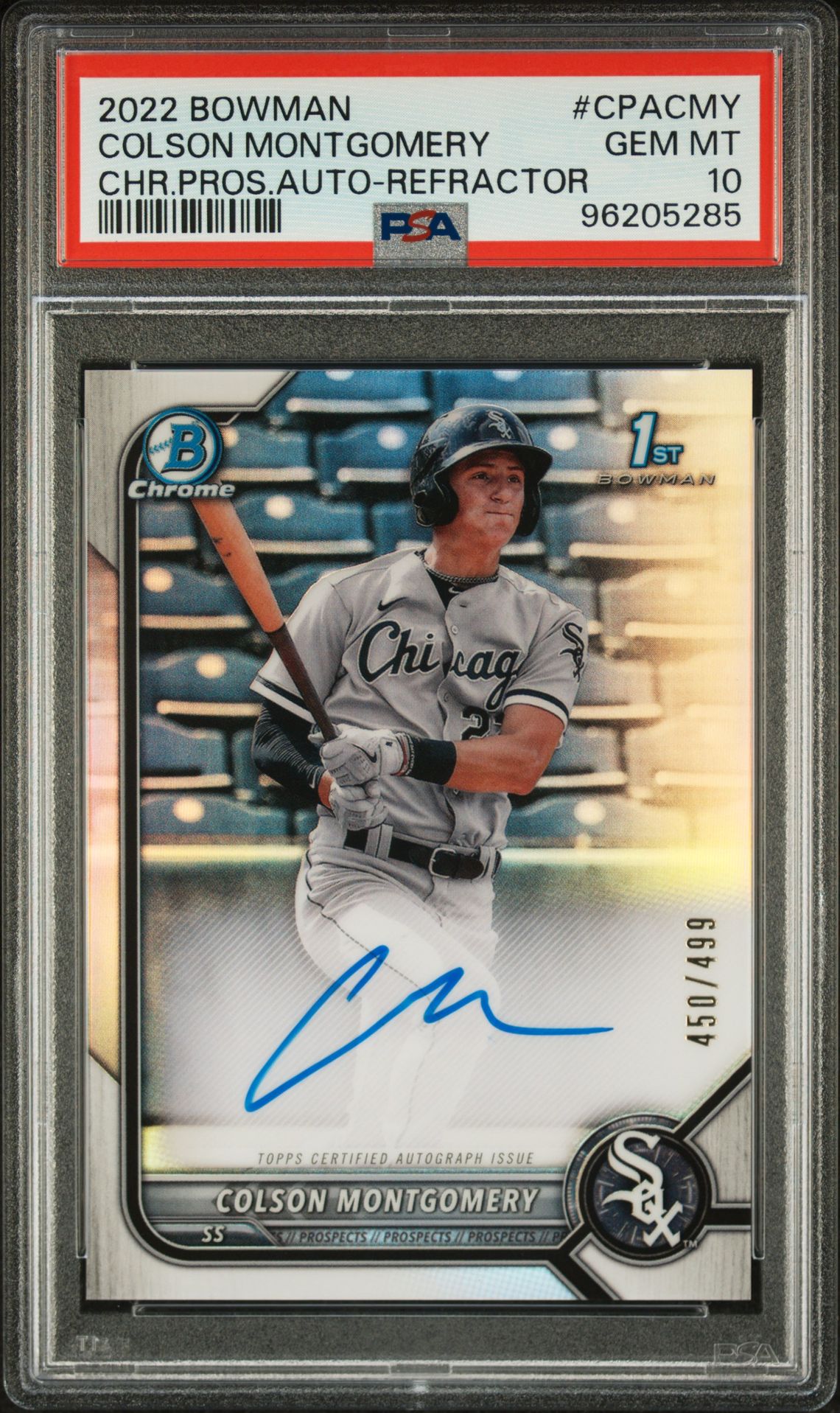 2022 Bowman BOWMAN CHROME PROSPECT AUTOGRAPHS CHR.PROS.AUTO-REFRACTOR #CPACMY Colson Montgomery front