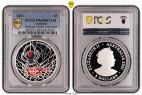 2021 $5 Redback Spider Colorized PR69DCAM