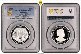 2023 50C Her Majesty QEII Ag Six Effigies PR69DCAM