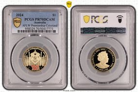 2024 $1 AFLW Premiership Colorized PR70DCAM