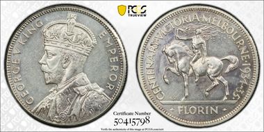 1934-35 Florin Centennial KM-33  Ag N1