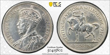1934-35 Florin Centennial KM-33  Ag N1