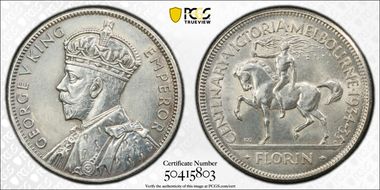 1934-35 Florin Centennial KM-33  Ag N1