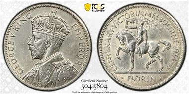 1934-35 Florin Centennial KM-33  Ag N1