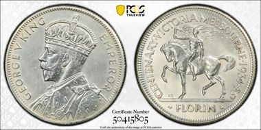 1934-35 Florin Centennial KM-33  Ag N1