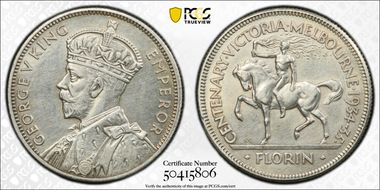 1934-35 Florin Centennial KM-33  Ag N1
