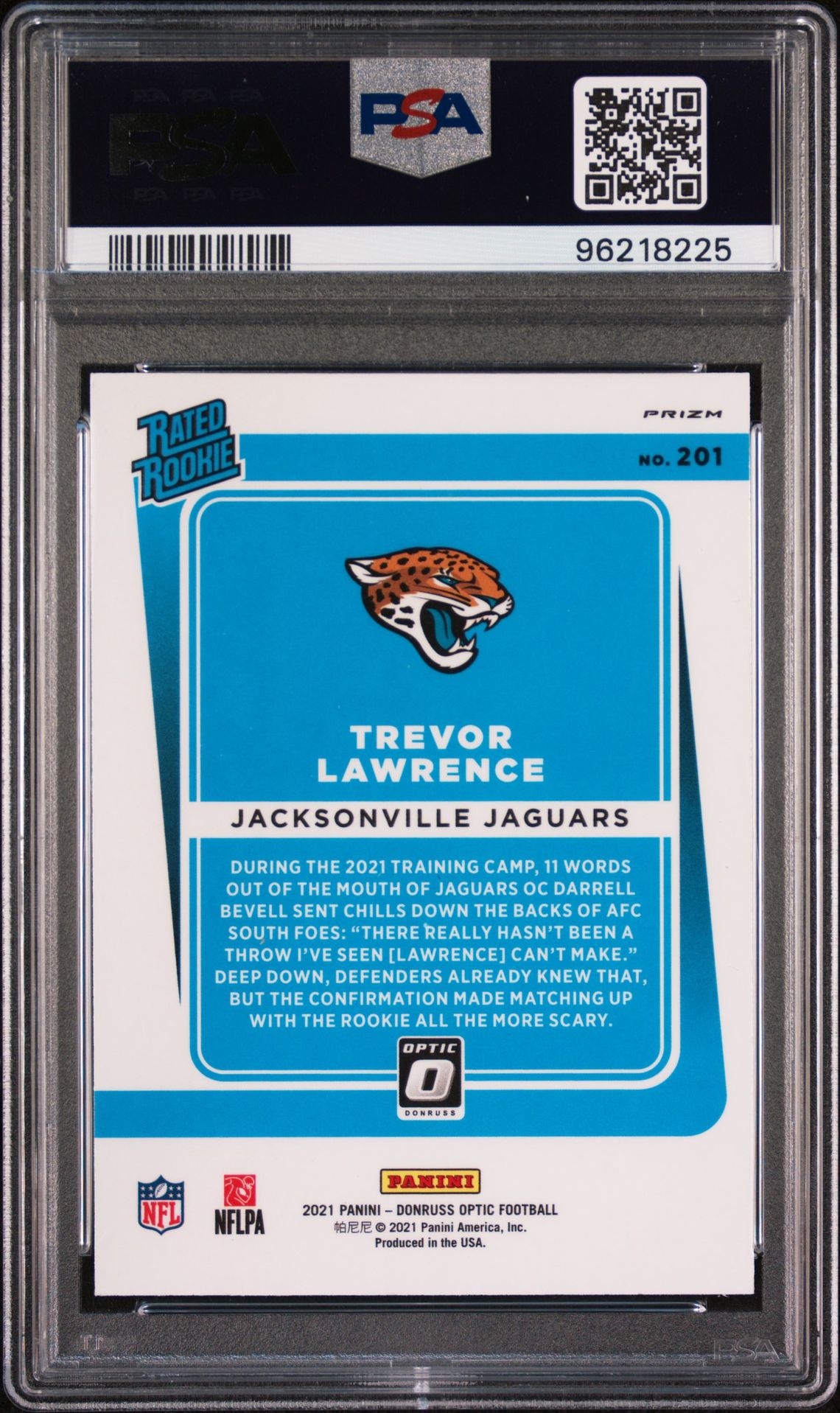 2021 Panini Donruss Optic Trevor Lawrence #201 (Purple Shock) Nm-Mt 8 back