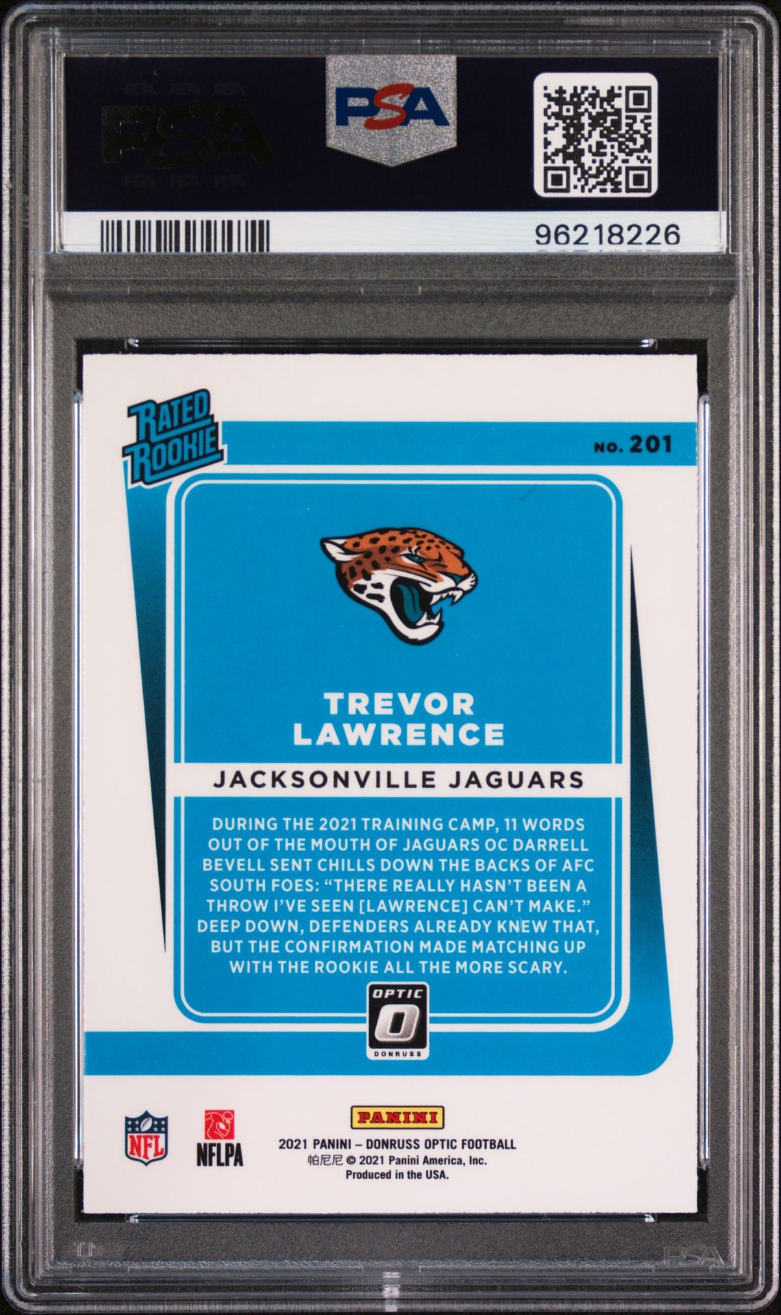 2021 Panini Donruss Optic Trevor Lawrence #201 Mint 9 back