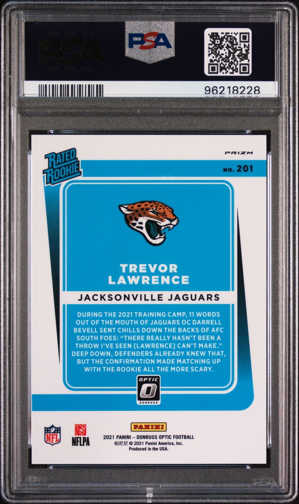 2021 Panini Donruss Optic Trevor Lawrence #201 (Holo Variation) Mint 9 back