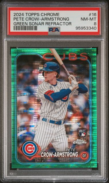 2024 Topps Chrome Pete Crow-Armstrong #16 (Green Sonar Refractor) Nm-Mt 8 front
