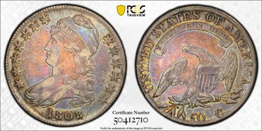 1808/7 50C Overton 101 AU50