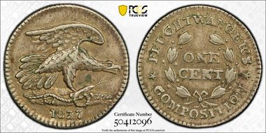 1837 NY 1C HT-268, Feuchtwanger's AU53