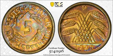 1925-D 5 Rcpfg J-316 MS65