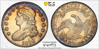 1832 50C Large Letters AU58