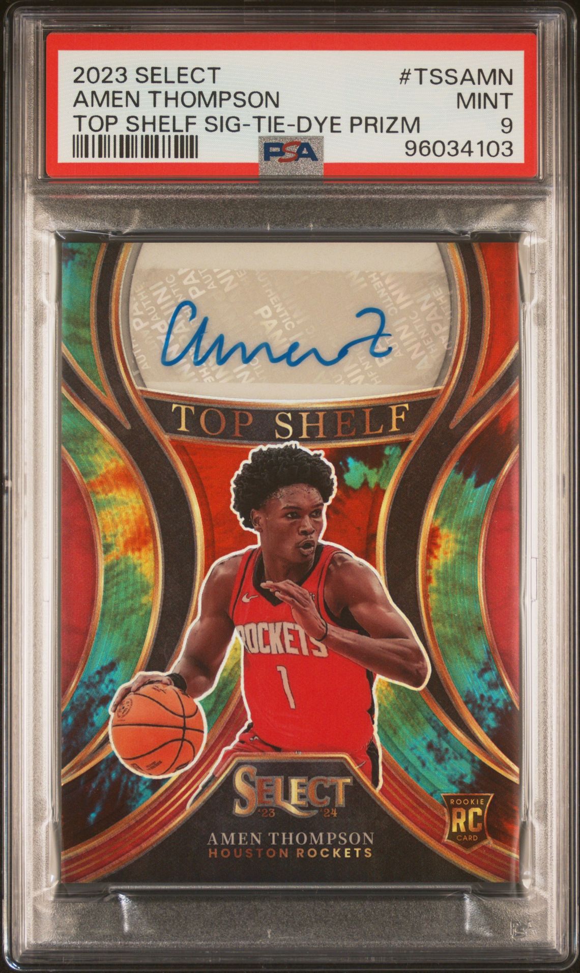 2023 Panini PANINI SELECT TOP SHELF SIGNATURES TIE-DYE PRIZM #TSSAMN Amen Thompson front