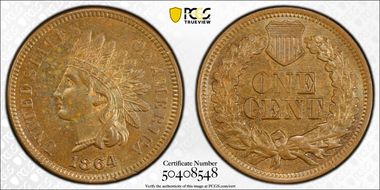 1864 1C L on Ribbon N1BN