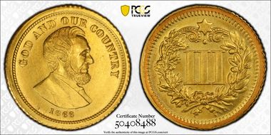 1866 $3 J-C1866-1, Merriam Fantasy MS67