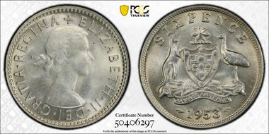 1953(m) 6D KM-52  Ag MS64