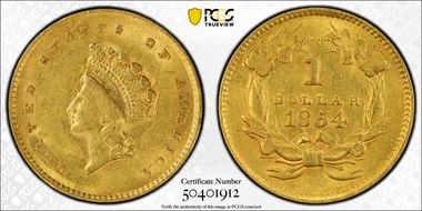 1854 G$1 Type 2 AU58