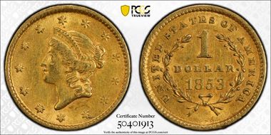1853 G$1 AU58