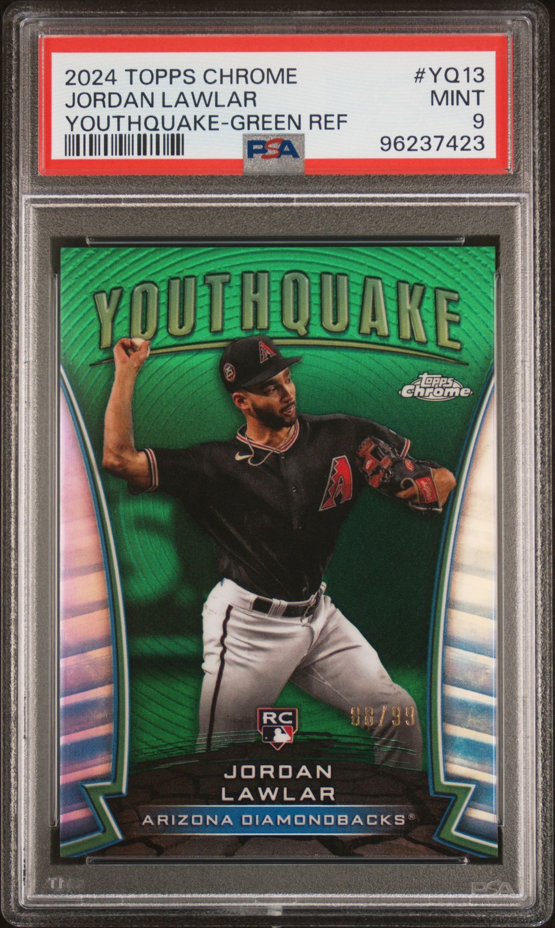 2024 Topps TOPPS CHROME YOUTHQUAKE GREEN REF #YQ13 Jordan Lawlar front