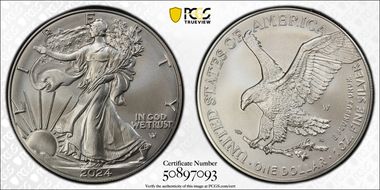 2024-W $1 Burnished Silver Eagle SP70