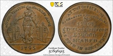 1795 Tk 1/2D DH-468 Middlesex, Richardson's AU58BN