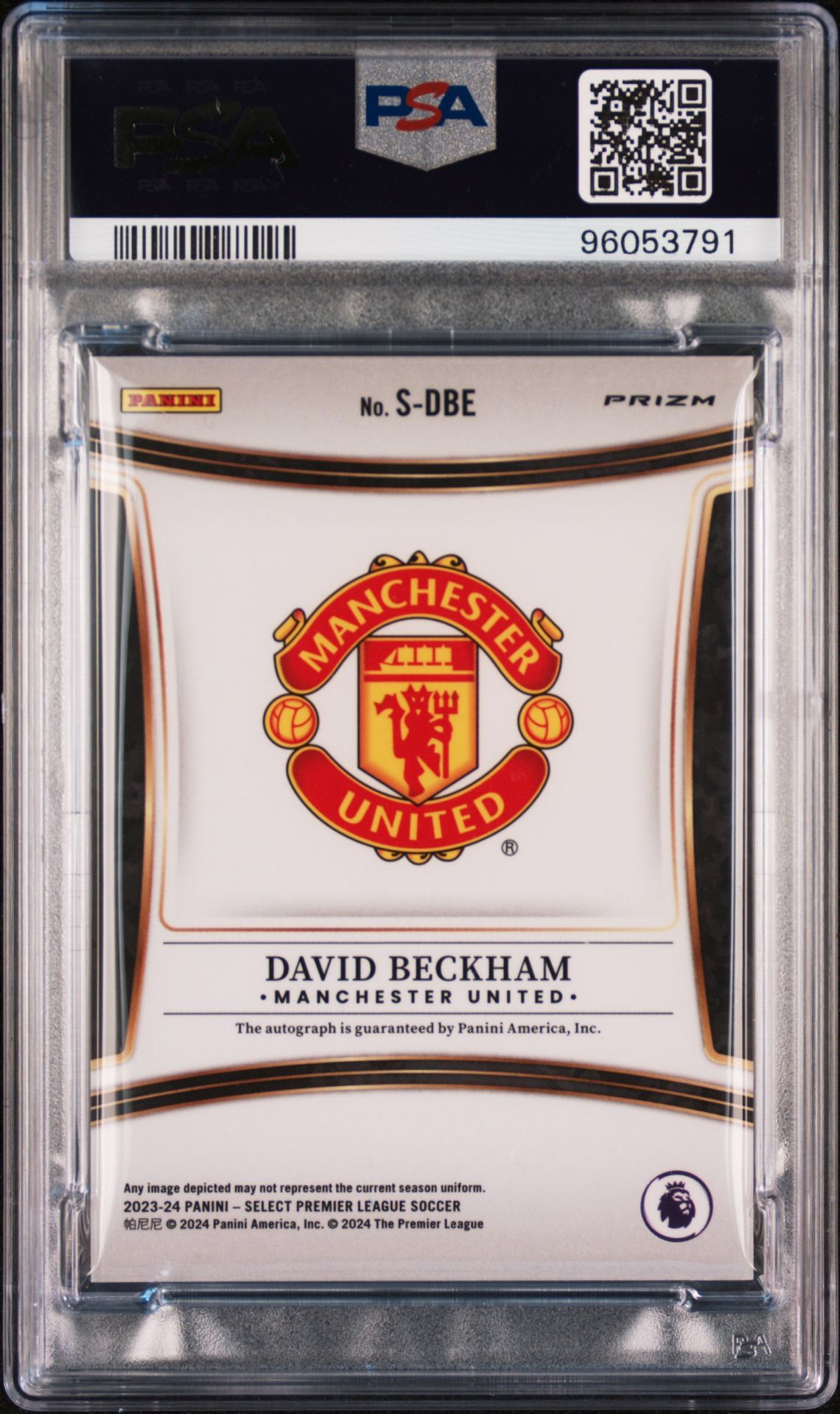 2023-24 Panini Select Premier League Signatures David Beckham #Sdbe Gem Mt 10 back