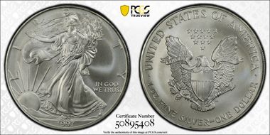 1997 $1 Silver Eagle MS70