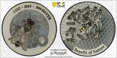 2019 1000 Fr Honey Bee Selective Gilt Ag PR70