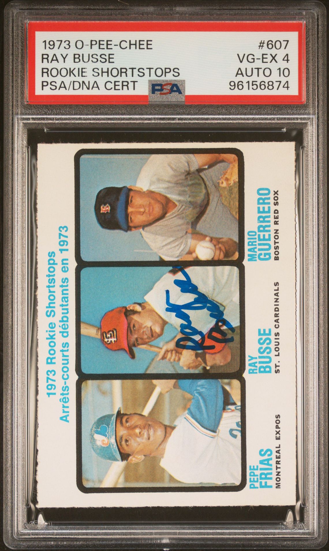 1973 O-Pee-Chee O-PEE-CHEE ROOKIE SHORTSTOPS #607 Ray Busse front