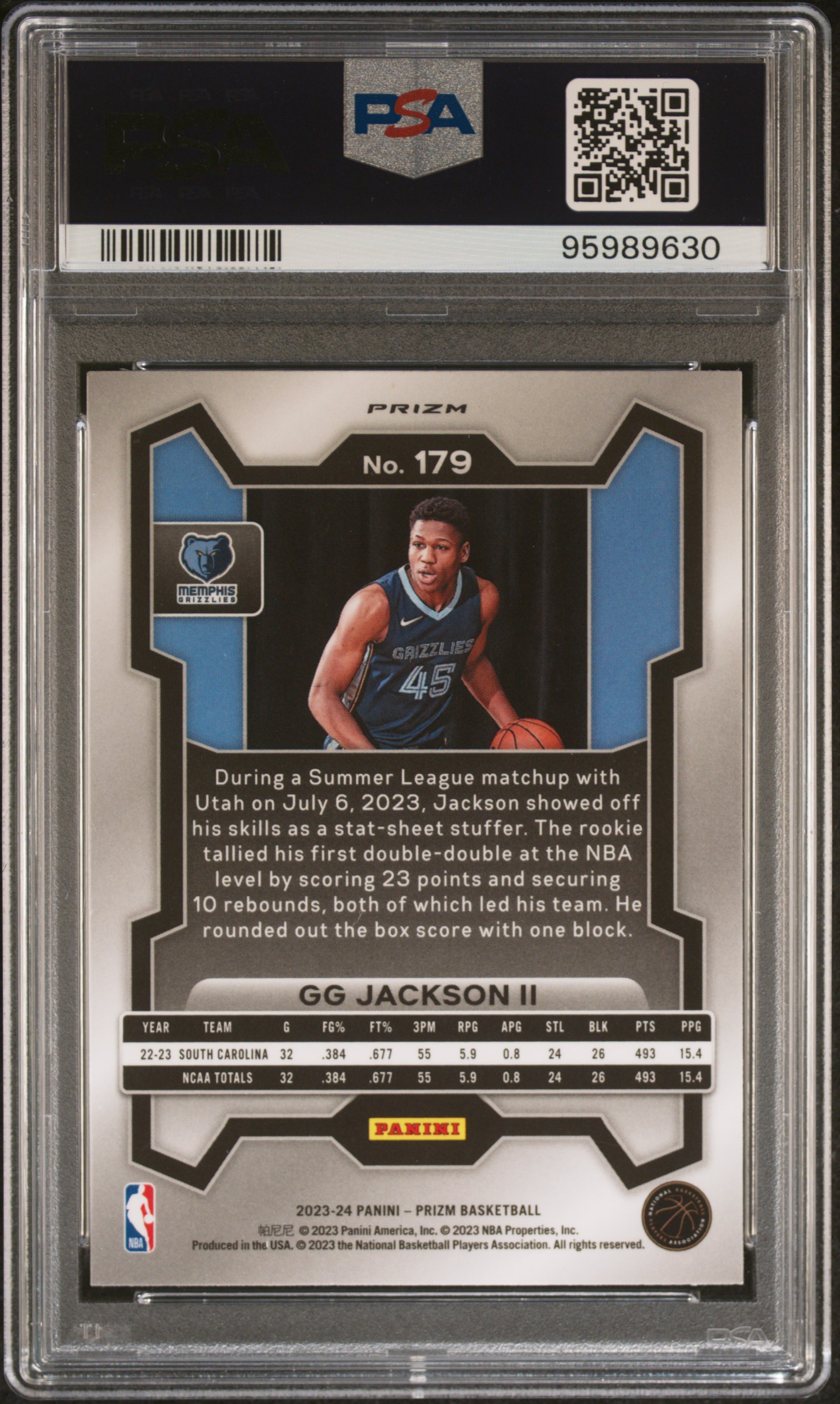 2023 Panini Prizm Gg Jackson Ii #179 (Silver Prizm) Nm-Mt 8 back