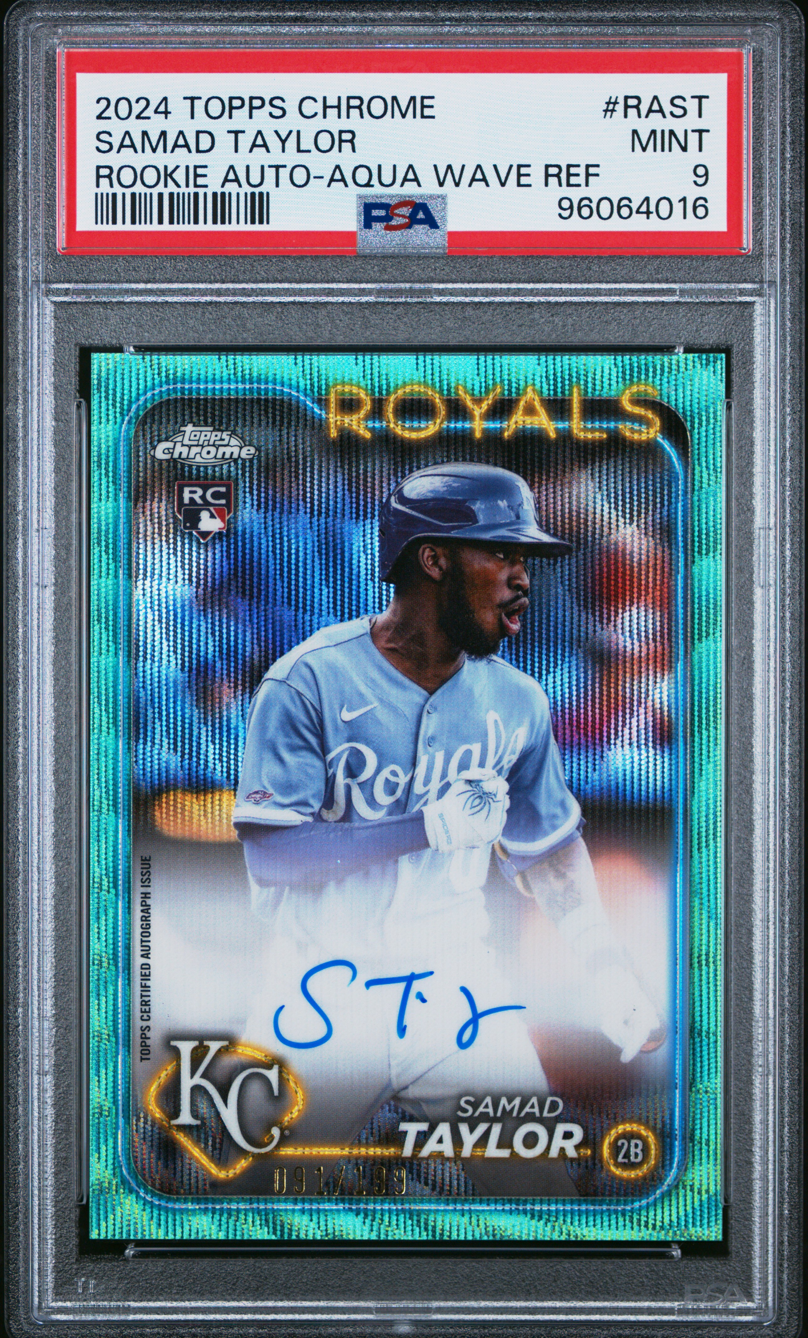 2024 Topps Chrome Rookie Autographs Samad Taylor #Rast (Rookie Auto-Aqua Wave) Mint 9 back