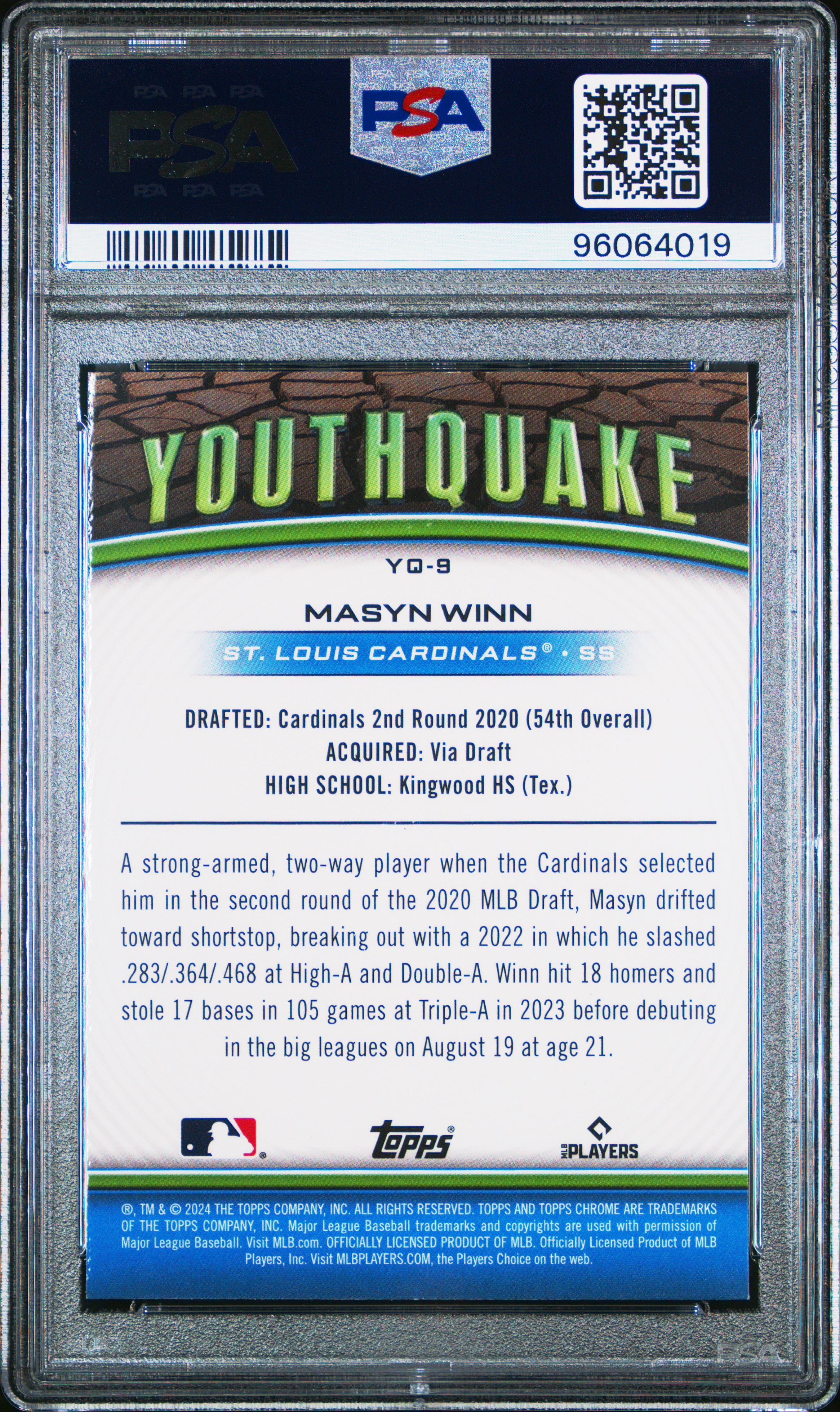 2024 Topps Chrome Youthquake Masyn Winn #Yq9 Mint 9 front