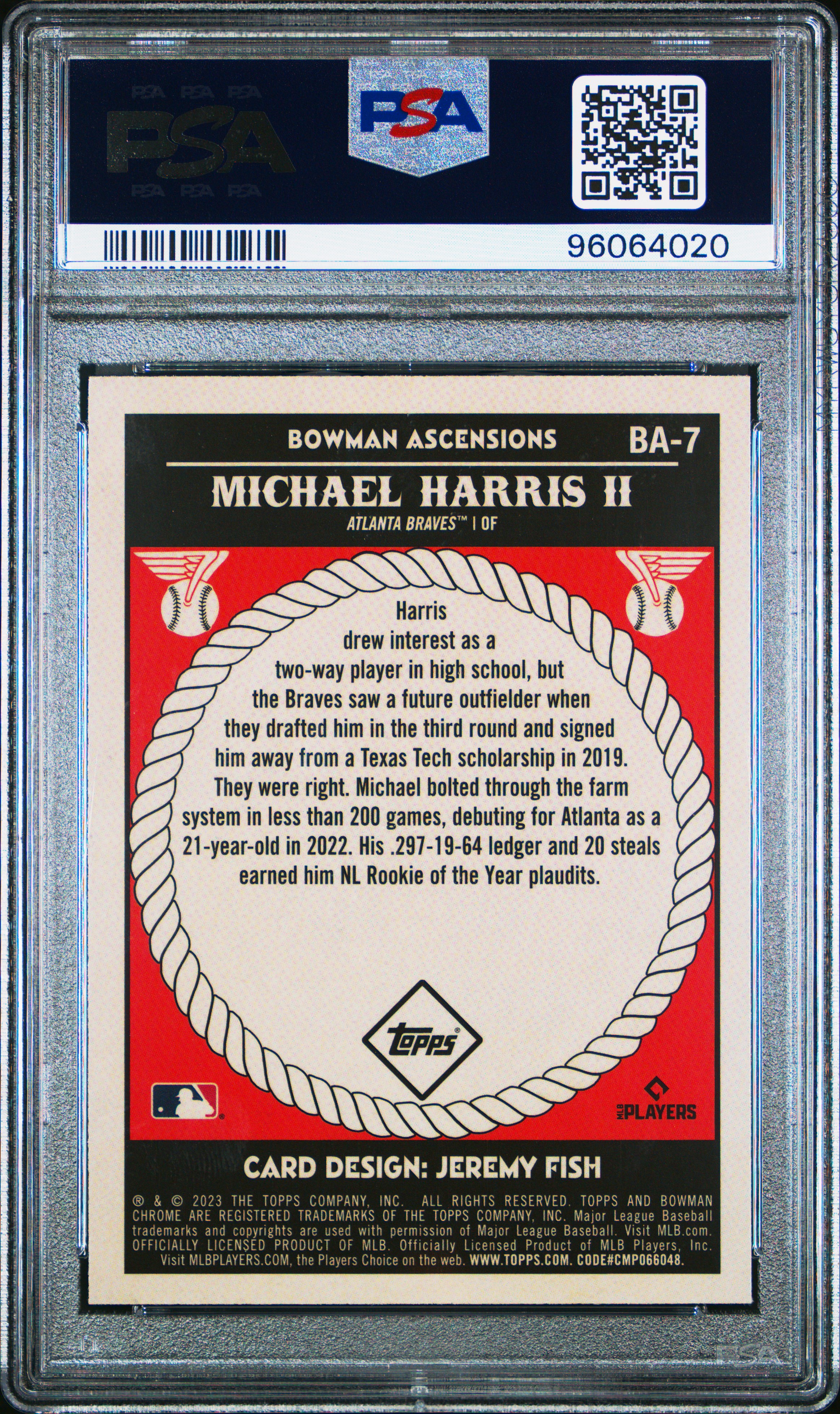 2023 Bowman Chrome Mega Box Bowman Ascensions Michael Harris Ii #Ba7 Gem Mt 10 front