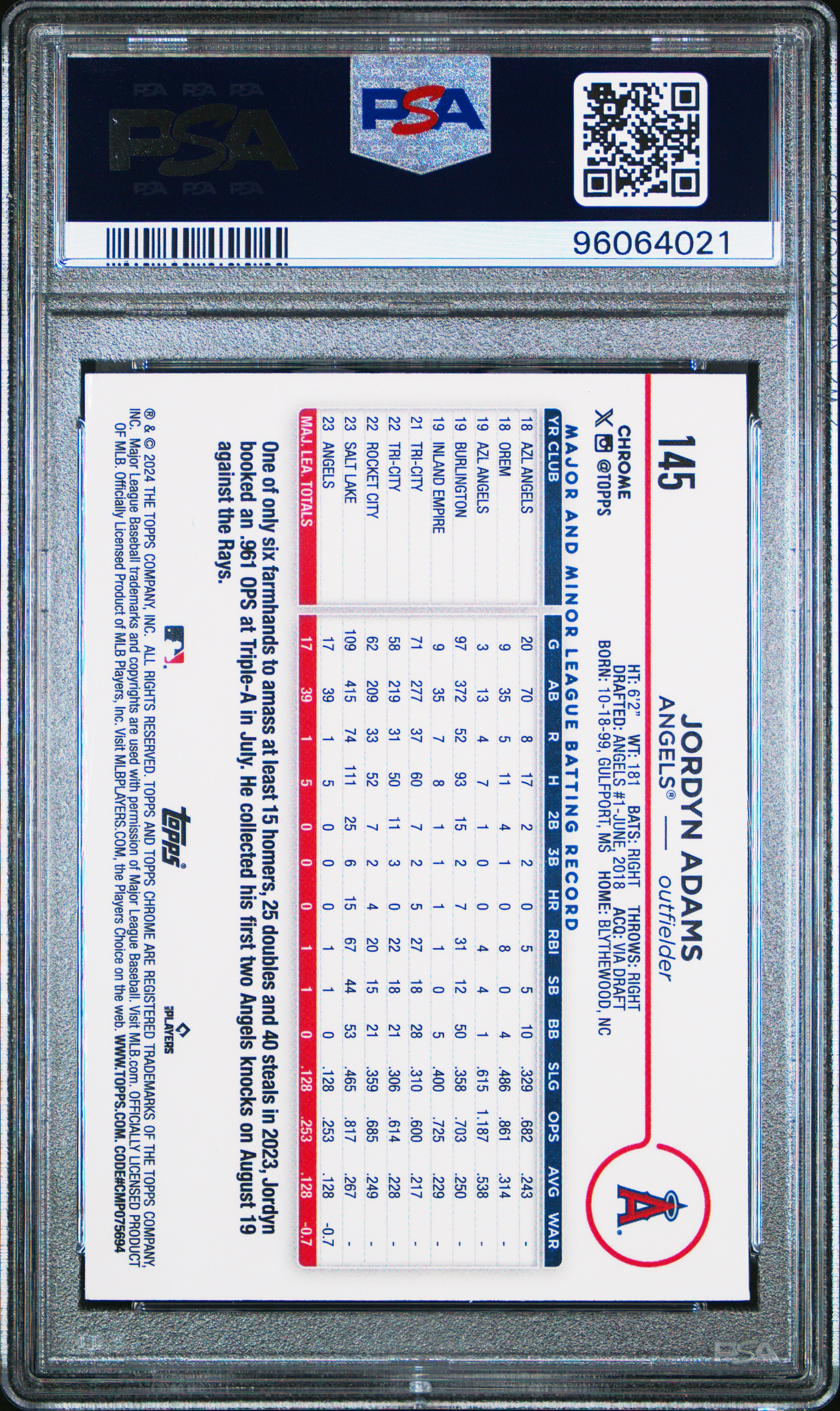 2024 Topps Chrome Jordyn Adams #145 (Negative Refractor) Mint 9 front