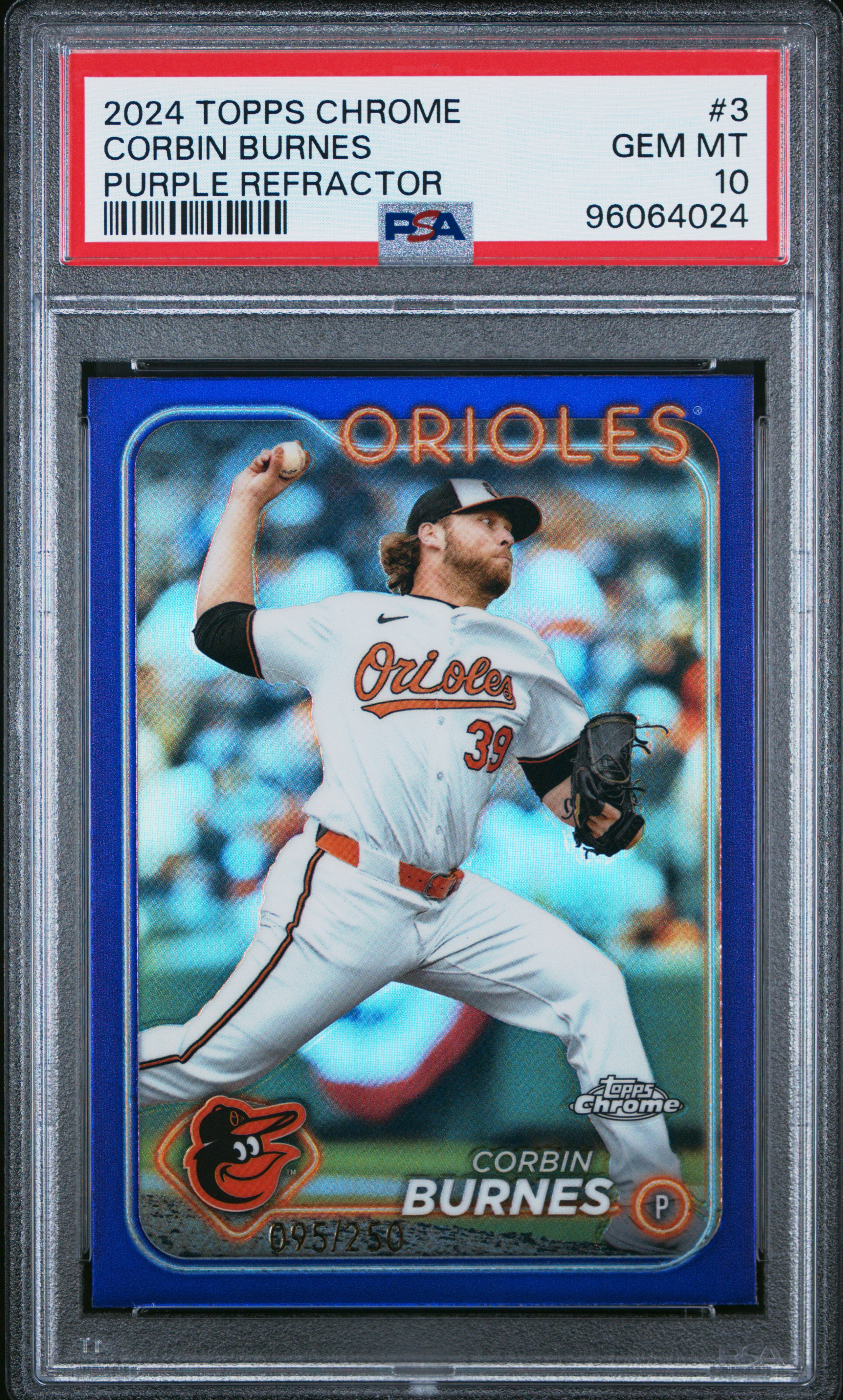 2024 Topps Chrome Corbin Burnes #3 (Purple Refractor) Gem Mt 10 back