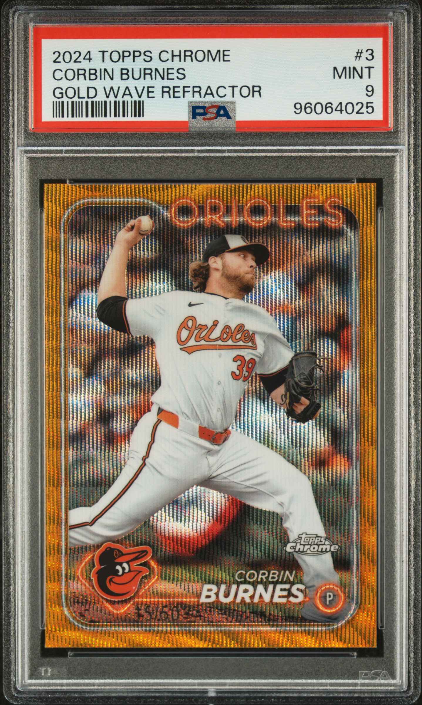 2024 Topps Chrome Corbin Burnes #3 (Gold Wave) Mint 9 back